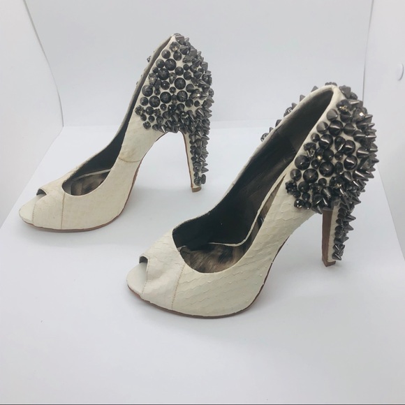 Sam Edelman Lorissa Snakeskin Peep Toe Heels - Picture 3 of 16